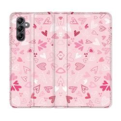 Housse cuir portefeuille pour Samsung Galaxy A54 5g Amour Ptis Coeurs