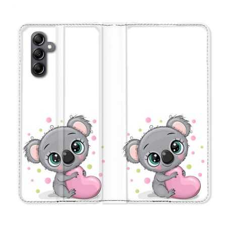 Housse cuir portefeuille pour Samsung Galaxy A54 5g Animal Koala Cœur