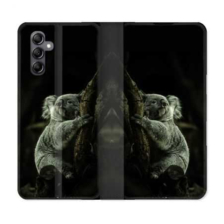 Housse cuir portefeuille pour Samsung Galaxy A54 5g Animal Koala Noir