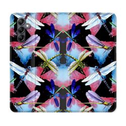 Housse cuir portefeuille pour Samsung Galaxy A54 5g Animal Libellule