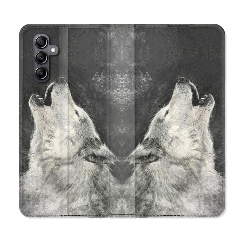 Housse cuir portefeuille pour Samsung Galaxy A54 5g Animal Loup Hurlement