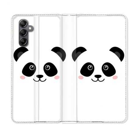 Housse cuir portefeuille pour Samsung Galaxy A54 5g Animal Panda Blanc