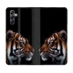Housse cuir portefeuille pour Samsung Galaxy A54 5g Animal Tigre Noir