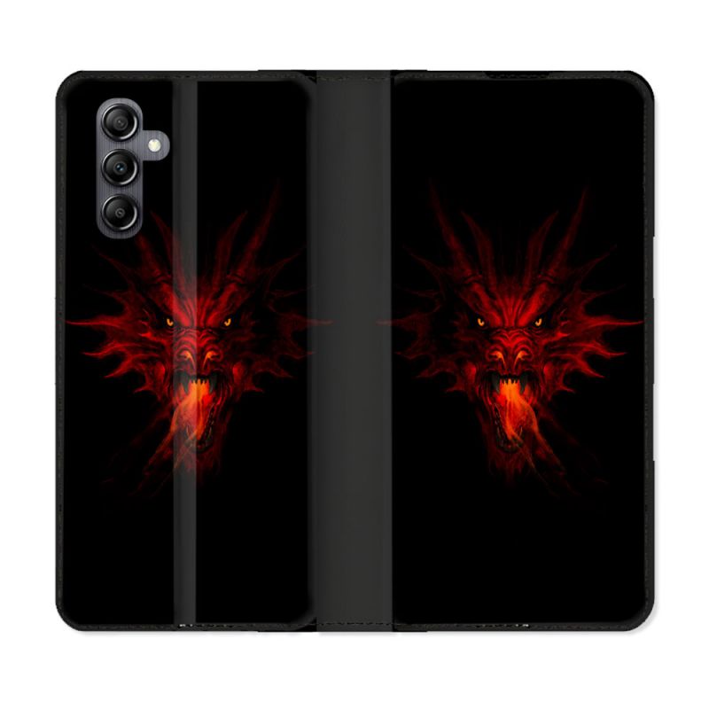 Housse cuir portefeuille pour Samsung Galaxy A54 5g Fantastique Dragon Feu