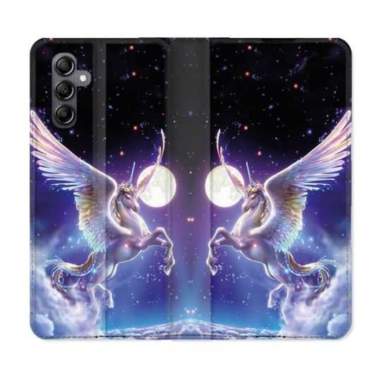 Housse cuir portefeuille pour Samsung Galaxy A54 5g Fantastique Licorne Céleste