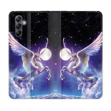 Housse cuir portefeuille pour Samsung Galaxy A54 5g Fantastique Licorne Céleste