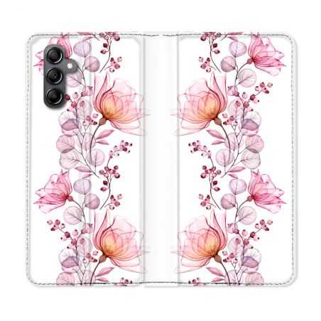 Housse cuir portefeuille pour Samsung Galaxy A54 5g Fleur Eclosion