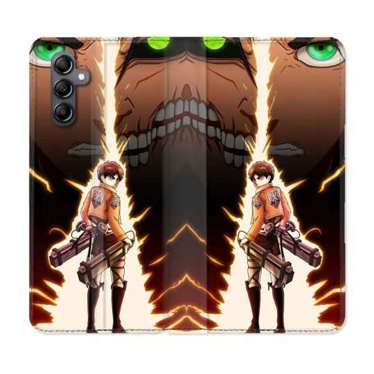 Housse cuir portefeuille pour Samsung Galaxy A54 5g Manga Attaque Titans Eren Eclair