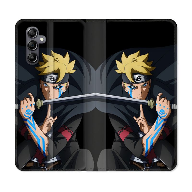Housse cuir portefeuille pour Samsung Galaxy A54 5g Manga Boruto Tatouage