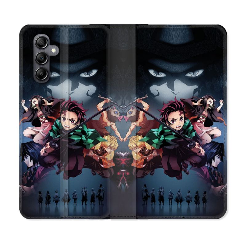 Housse cuir portefeuille pour Samsung Galaxy A54 5g Manga Demon Slayer Noir