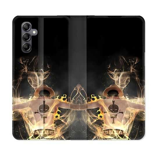 Housse cuir portefeuille pour Samsung Galaxy A54 5g Manga One Piece Ace Noir