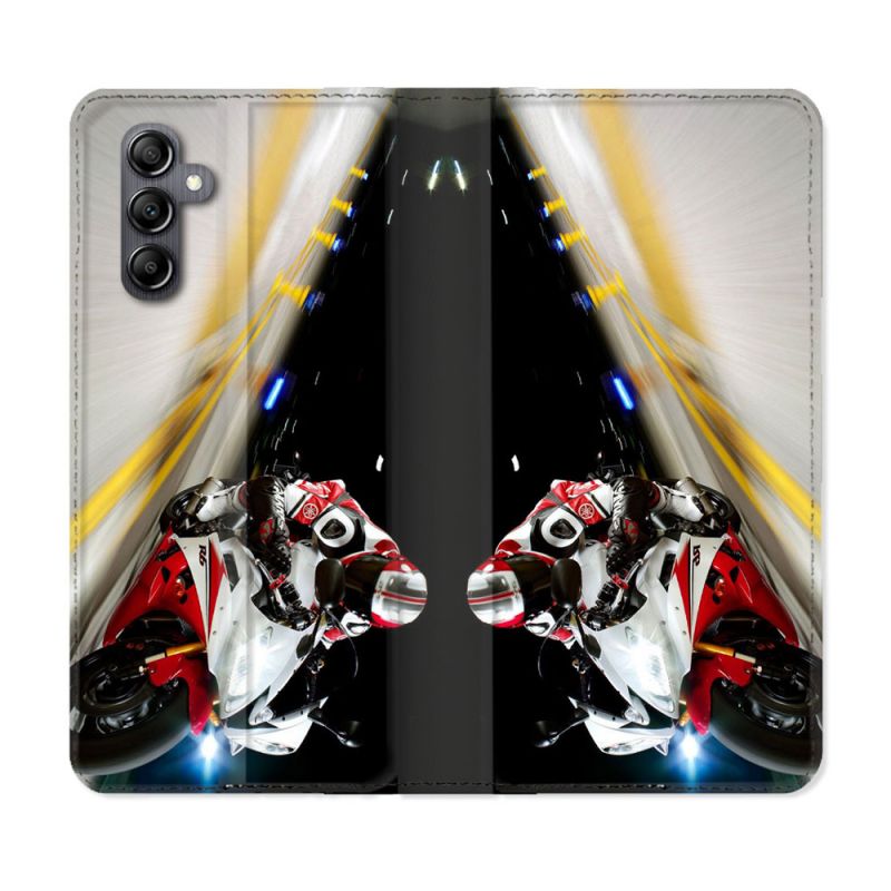 Housse cuir portefeuille pour Samsung Galaxy A54 5g Moto Course GP R6
