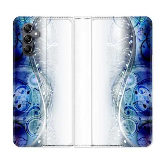 Housse cuir portefeuille pour Samsung Galaxy A54 5g Musique Partition Vague