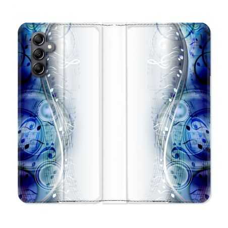 Housse cuir portefeuille pour Samsung Galaxy A54 5g Musique Partition Vague