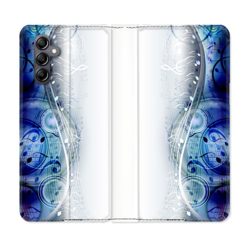 Housse cuir portefeuille pour Samsung Galaxy A54 5g Musique Partition Vague