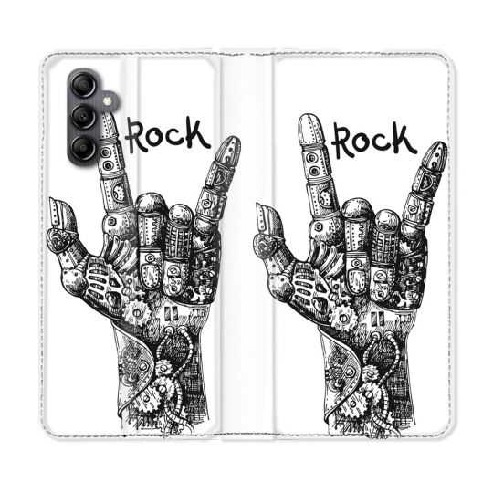 Housse cuir portefeuille pour Samsung Galaxy A54 5g Musique Rock Main
