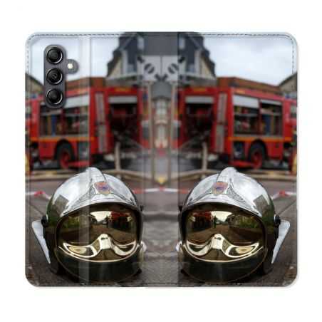 Housse cuir portefeuille pour Samsung Galaxy A54 5g Pompier Casque Camion