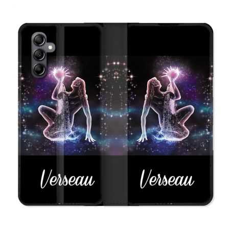 Housse cuir portefeuille pour Samsung Galaxy A54 5g Signe Zodiaque 2 Verseau
