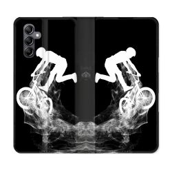 Housse cuir portefeuille pour Samsung Galaxy A54 5g Sport VTT Noir