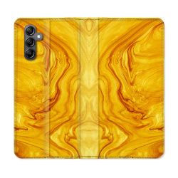 Housse cuir portefeuille pour Samsung Galaxy A54 5g Texture Marbre Jaune