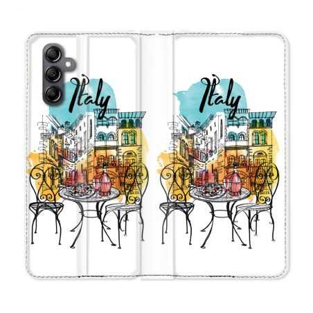 Housse cuir portefeuille pour Samsung Galaxy A54 5g Voyage Italie Vintage