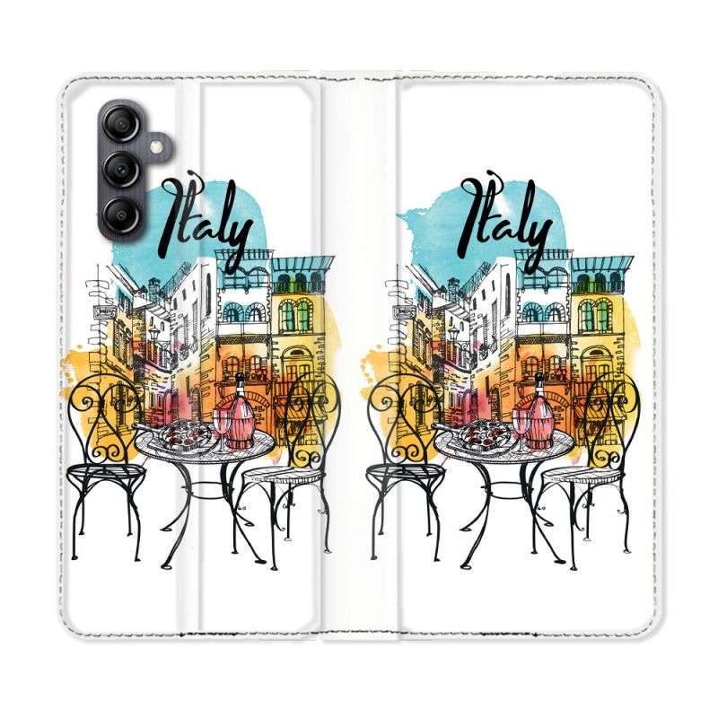 Housse cuir portefeuille pour Samsung Galaxy A54 5g Voyage Italie Vintage