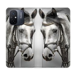 Housse cuir portefeuille pour Xiaomi 12C Animal Cheval Blanc