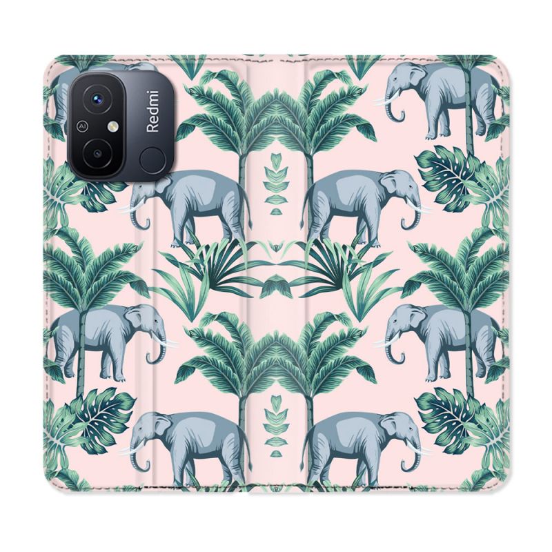 Housse cuir portefeuille pour Xiaomi 12C Animal Elephant Pattern