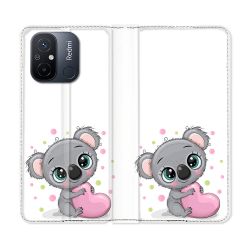 Housse cuir portefeuille pour Xiaomi 12C Animal Koala Cœur