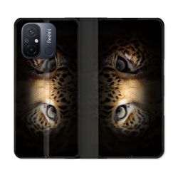 Housse cuir portefeuille pour Xiaomi 12C Animal Leopard Yeux