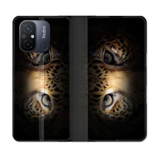 Housse cuir portefeuille pour Xiaomi 12C Animal Leopard Yeux
