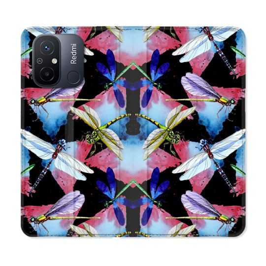 Housse cuir portefeuille pour Xiaomi 12C Animal Libellule