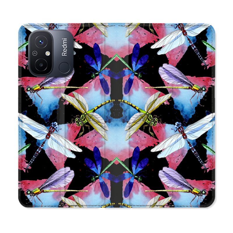 Housse cuir portefeuille pour Xiaomi 12C Animal Libellule