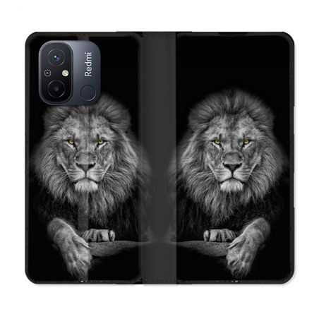 Housse cuir portefeuille pour Xiaomi 12C Animal Lion Majestueux