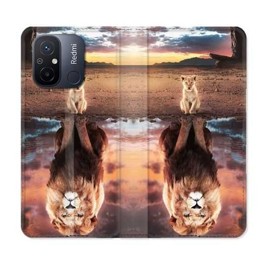 Housse cuir portefeuille pour Xiaomi 12C Animal Lion Reflet
