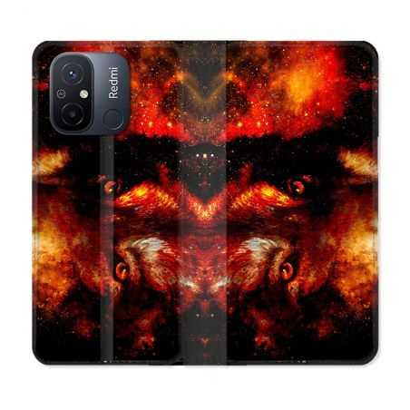 Housse cuir portefeuille pour Xiaomi 12C Animal Loup Espace