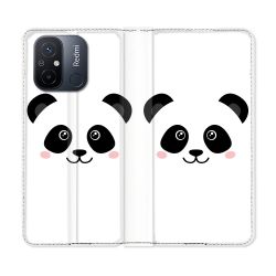 Housse cuir portefeuille pour Xiaomi 12C Animal Panda Blanc