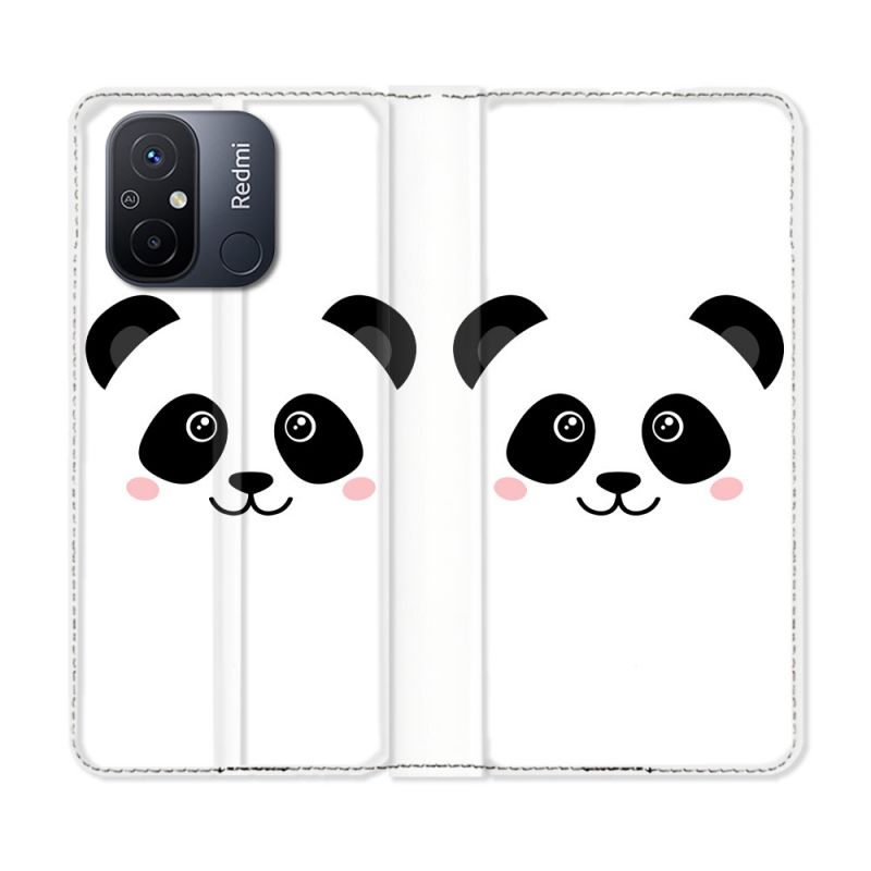 Housse cuir portefeuille pour Xiaomi 12C Animal Panda Blanc
