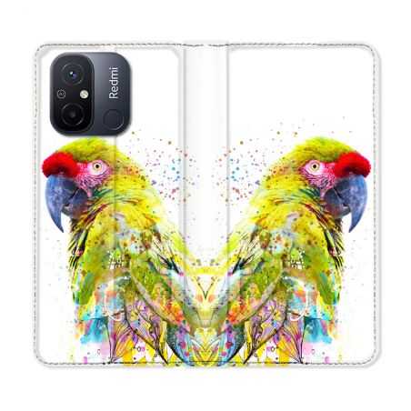 Housse cuir portefeuille pour Xiaomi 12C Animal Perroquet Jaune