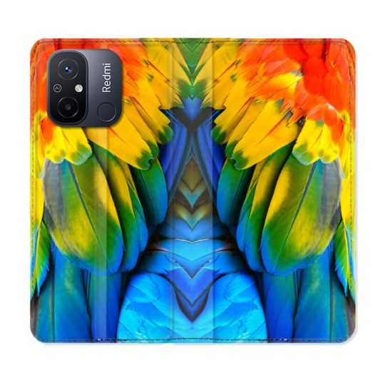 Housse cuir portefeuille pour Xiaomi 12C Animal Perroquet Plume