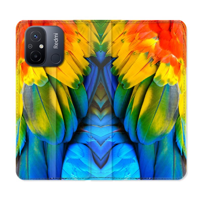 Housse cuir portefeuille pour Xiaomi 12C Animal Perroquet Plume