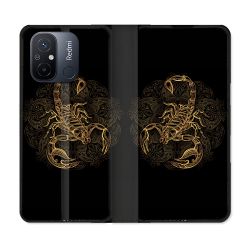 Housse cuir portefeuille pour Xiaomi 12C Animal Scorpion Fresque