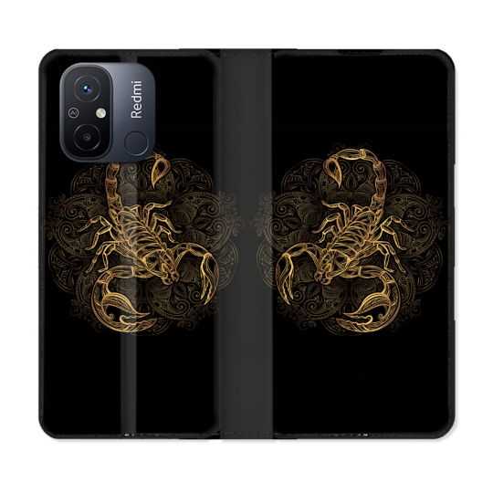 Housse cuir portefeuille pour Xiaomi 12C Animal Scorpion Fresque