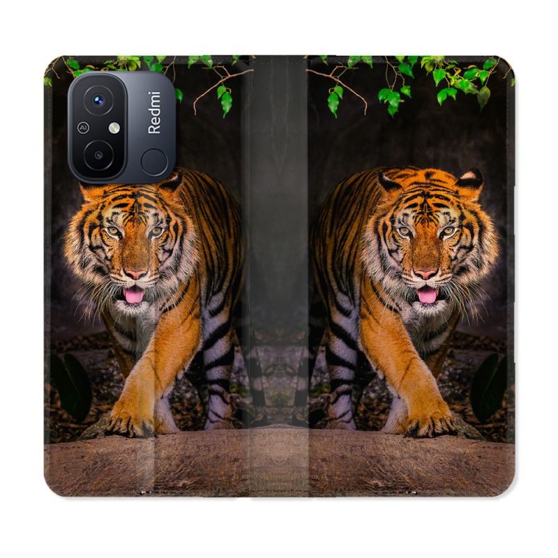Housse cuir portefeuille pour Xiaomi 12C Animal Tigre Jungle