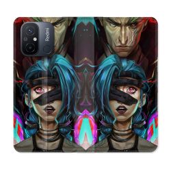 Housse cuir portefeuille pour Xiaomi 12C Arcane Jynx Bleu