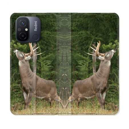 Housse cuir portefeuille pour Xiaomi 12C Chasse Cerf