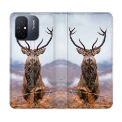 Housse cuir portefeuille pour Xiaomi 12C Chasse Chevreuil Montagne