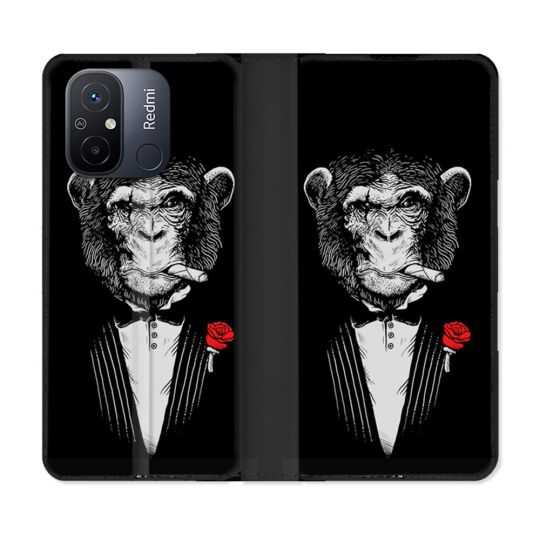 Housse cuir portefeuille pour Xiaomi 12C Decale Singe Mafia