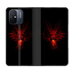 Housse cuir portefeuille pour Xiaomi 12C Fantastique Dragon Feu