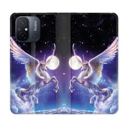 Housse cuir portefeuille pour Xiaomi 12C Fantastique Licorne Céleste